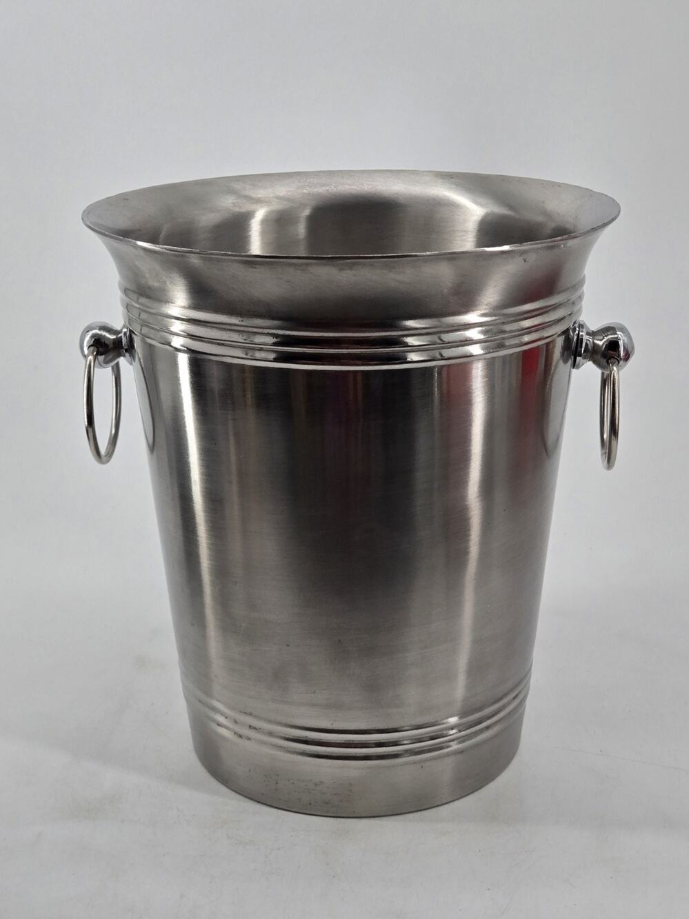 Vintage Champagne Bucket Ice Chiller Heavy Weight Silver Tone Ring Handles
